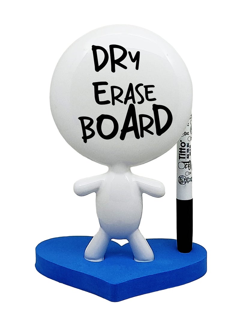 Estudio MW Valentine's Day Gifts - TITTO in Love, Draw Your Ideas - Home Gift - Deco Your Desk - Ceramic Doll - Titto The Dry Erase Message & Memo Doll Whiteboard - Blue Office (Blue) - Image 1